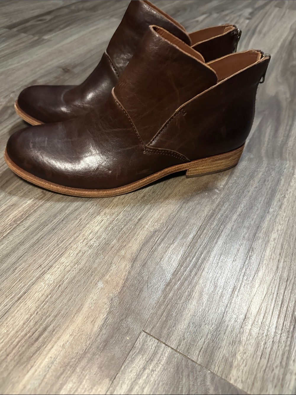 Kork-Ease Women's Dark Brown Leather Ankle Booties - Picture 3 of 14